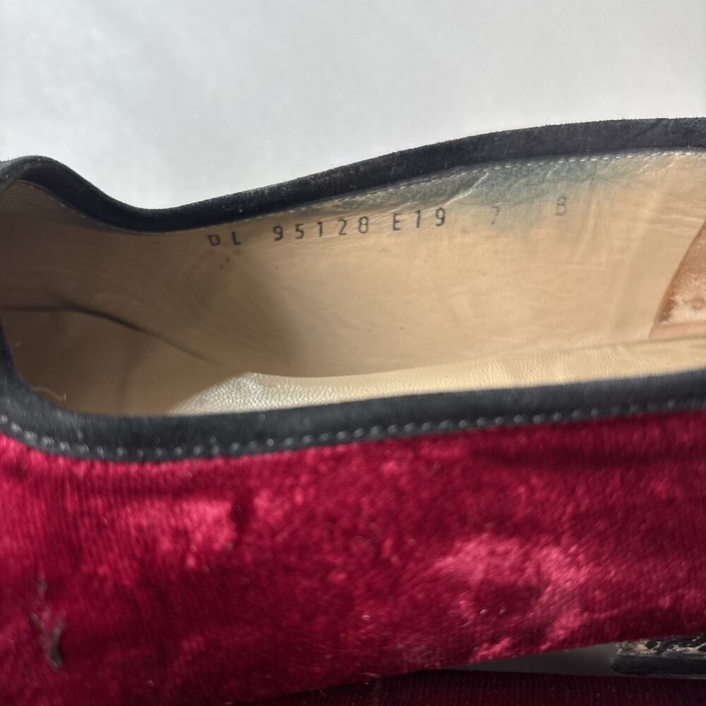 Salvatore Ferragamo Womens‎ Red Velvet Loafers 7 Designer Dark Romantic Gothic - Picture 5 of 11